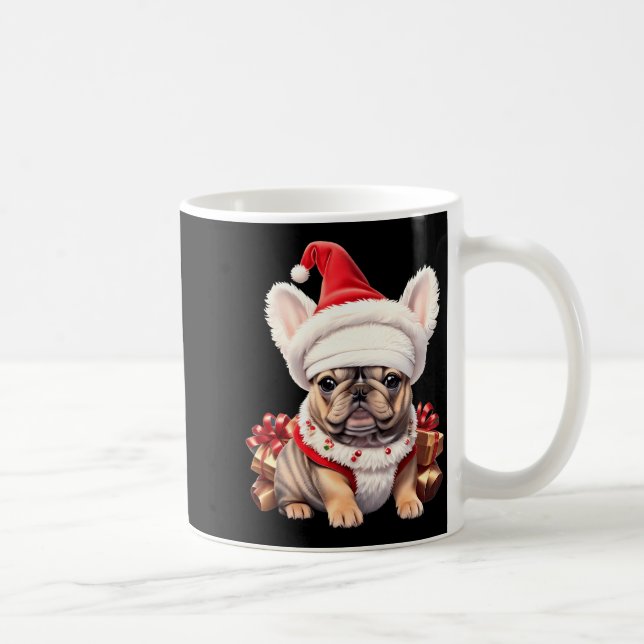 Cute French Bulldog Santa Hat Merry Christmas T Sh Kaffemugg (Höger)
