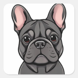 Cute French Bulldog Sticker | Adorable Frenchie Lo Fyrkantigt Klistermärke