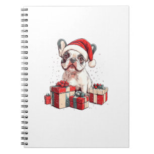 Cute Frenchie Santa Hat Funny jul Fransk Bul Anteckningsbok