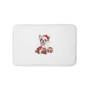 Cute Frenchie Santa Hat Funny jul Fransk Bul Badrumsmatta