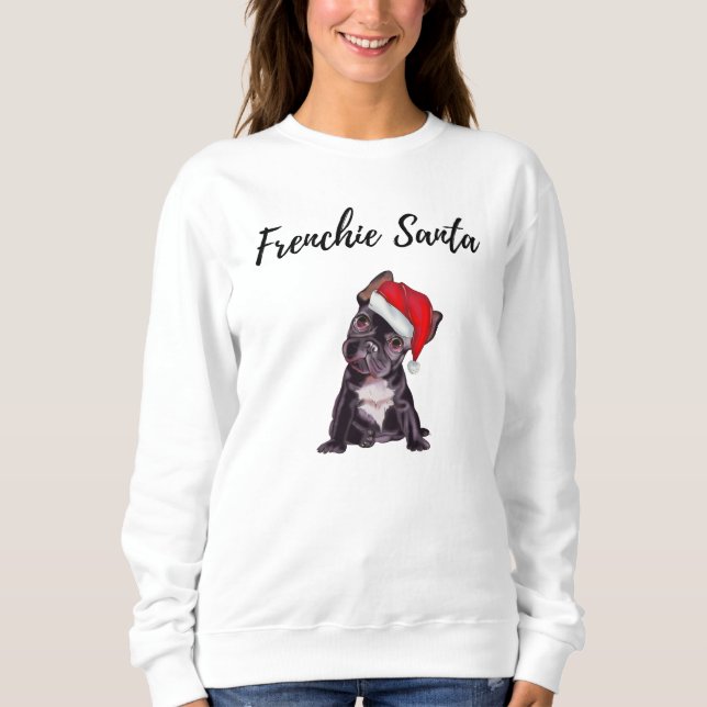 Cute Frenchie Santa hund T Shirt (Framsida)