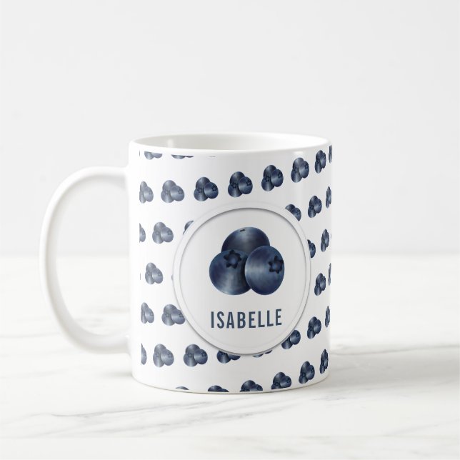 Cute Fresh Blueberry Graphic Coffee Mugg (Vänster)