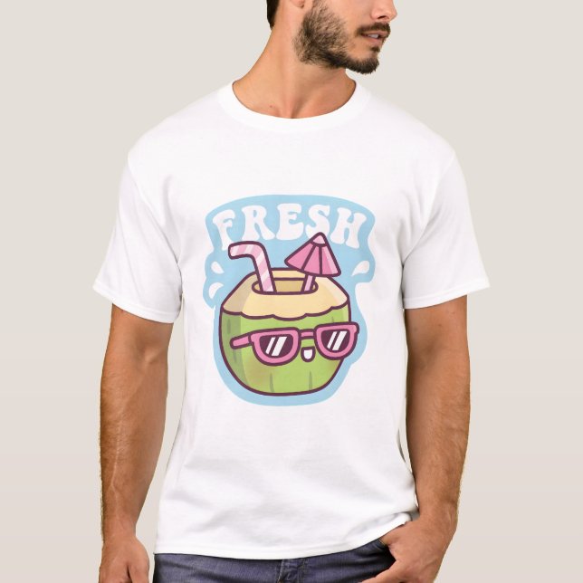Cute Fresh Coconut Vatten Umbrella T Shirt (Framsida)