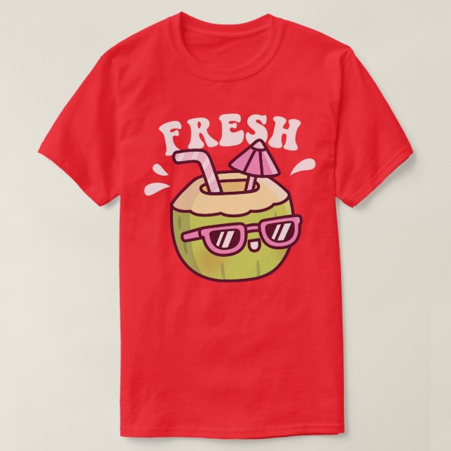 Cute Fresh Coconut Vatten Umbrella T Shirt (Design framsida)