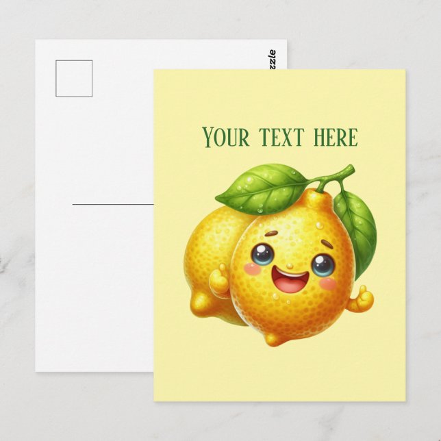 Cute fresh lemon customizable  vykort (Fram/baksida)