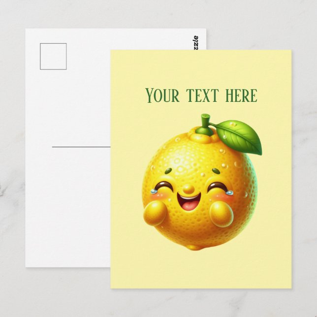 Cute fresh lemon customizable  vykort (Fram/baksida)