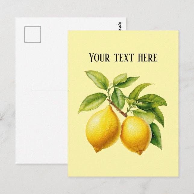 Cute fresh lemon customizable  vykort (Fram/baksida)