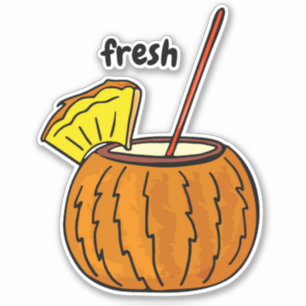 Cute Fresh Snyggt Glass Cocktail Coconut Älskare Klistermärken