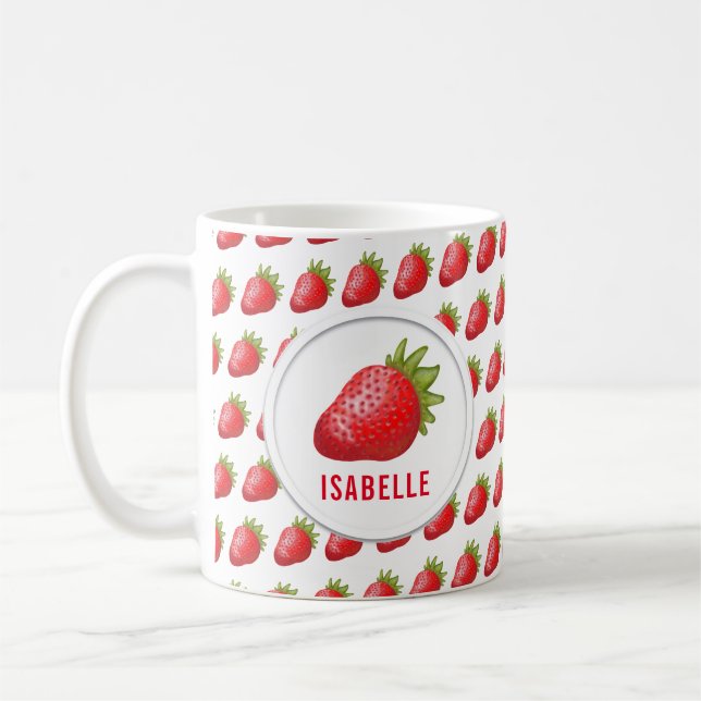 Cute Fresh Strawberry Graphic Coffee Mugg (Vänster)