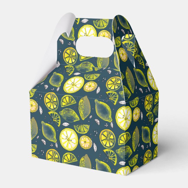 Cute Fresh Summer Lemon Citrus Doodle Gult Blue Presentaskar (Framsidan Sidan)