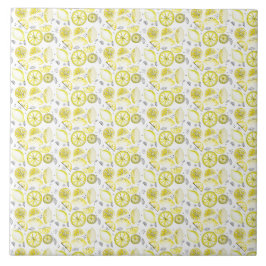 Cute Fresh Summer Lemon Citrus Doodle Gult Kakelplatta