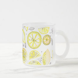 Cute Fresh Summer Lemon Citrus Doodle Gult Large Frostad Glasmugg