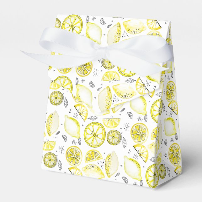Cute Fresh Summer Lemon Citrus Doodle Gult Presentaskar (Framsidan Sidan)