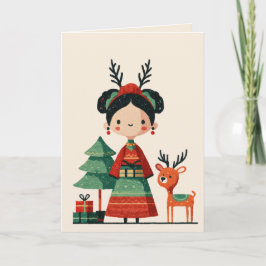 Cute Frida Kahlo Retro Minimalist God jul Kort