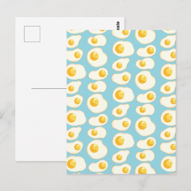 Cute Fried-ägg Vykort (Fram/baksida)