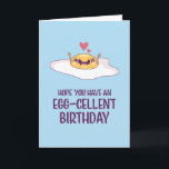 Cute Fried Egg Pun Egg-cellent Funny Birthday Kort<br><div class="desc">Lustigt och sött födelsedagskort för dem som slår kärlek och humor. Perfekt för att önska dina vänner och din familj grattis på födelsedagen. Besök vår butik om du vill ha mer födelsedagskort. Du hittar något coola,  humoristiskt och ibland sarkastiskt födelsedagskort för din speciella.</div>