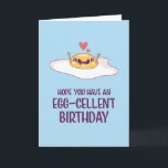 Cute Fried Egg Pun Egg-cellent Funny Birthday Kort<br><div class="desc">Lustigt och sött födelsedagskort för dem som slår kärlek och humor. Perfekt för att önska dina vänner och din familj grattis på födelsedagen. Besök vår butik om du vill ha mer födelsedagskort. Du hittar något coola,  humoristiskt och ibland sarkastiskt födelsedagskort för din speciella.</div>