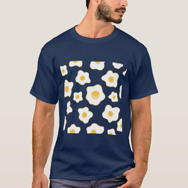 Cute Fried Eggs Flower Mönster T Shirt (Framsida)