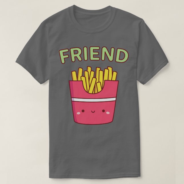 Cute Friend Fries Best Friend Pair Doodle T Shirt (Design framsida)