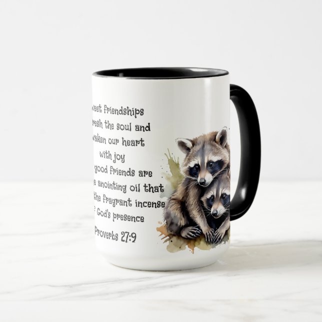 Cute Friend Raccoons Proverbs Vänskap Quote Mugg (Framsida höger)