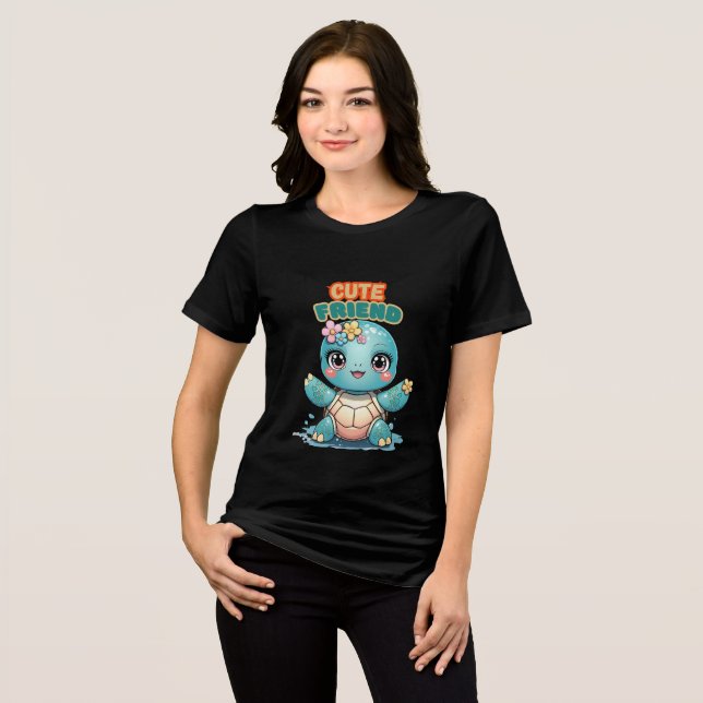 Cute Friend | Sea Turtle Tri-Blend T-Shirt (Framsida Full)