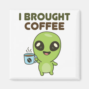 Cute Friendly Alien I-kaffe Magnet