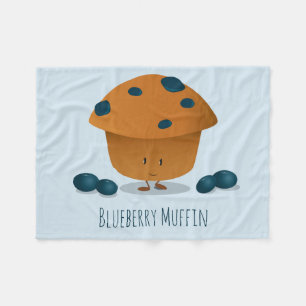 Cute Friendly Blueberry Muffin Tecknade figurer Fleecefilt