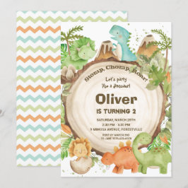 Cute Friendly Dinosaur Boys 1:a födelsedagen Party Inbjudningar