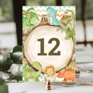 Cute Friendly Dinosaurs Baby Shower 1:a födelsedag Bordsnummer