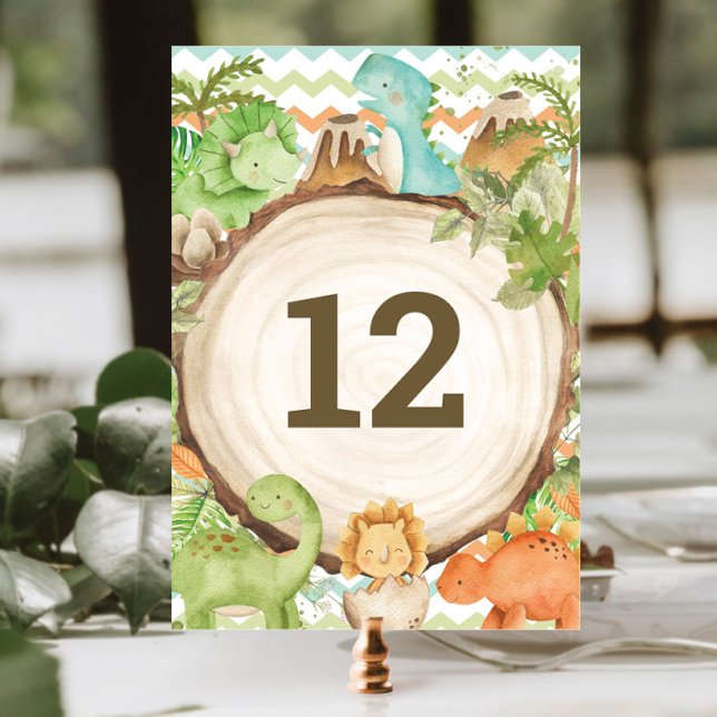 Cute Friendly Dinosaurs Baby Shower 1:a födelsedag Bordsnummer (Skapare uppladdad)