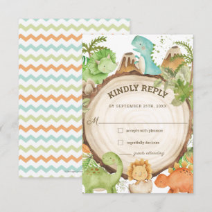 Cute Friendly Dinosaurs Baby Shower 1:a födelsedag OSA Kort