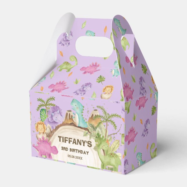 Cute Friendly Dinosaurs Girl Birthday Baby Shower Presentaskar (Framsidan Sidan)