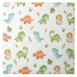 Cute Friendly Dinosaurs Party T-Rex Brontosaurus Kakelplatta