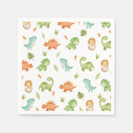 Cute Friendly Dinosaurs Party T-Rex Brontosaurus Pappersservett