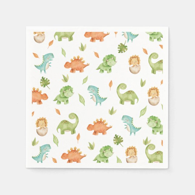 Cute Friendly Dinosaurs Party T-Rex Brontosaurus Pappersservett (Framsidan)