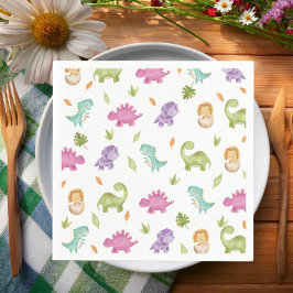 Cute Friendly Dinosaurs Party T-Rex Brontosaurus Pappersservett