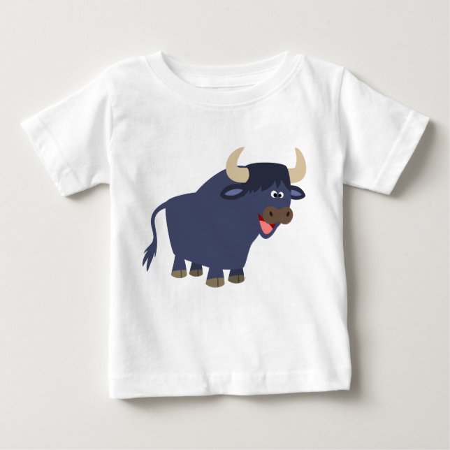 Cute Friendly Tecknad Bull Baby T-Shirt (Framsida)