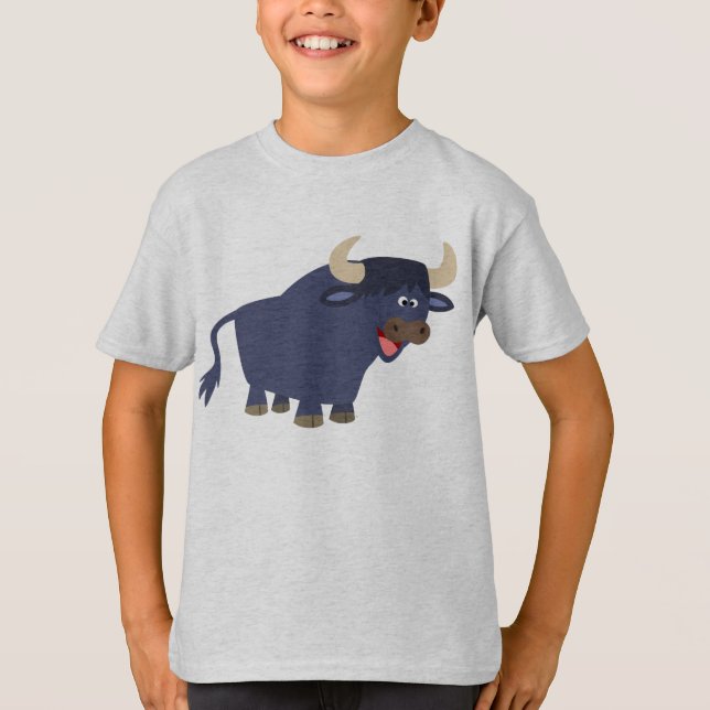 Cute Friendly Tecknad Bull Children T-Shirt (Framsida)