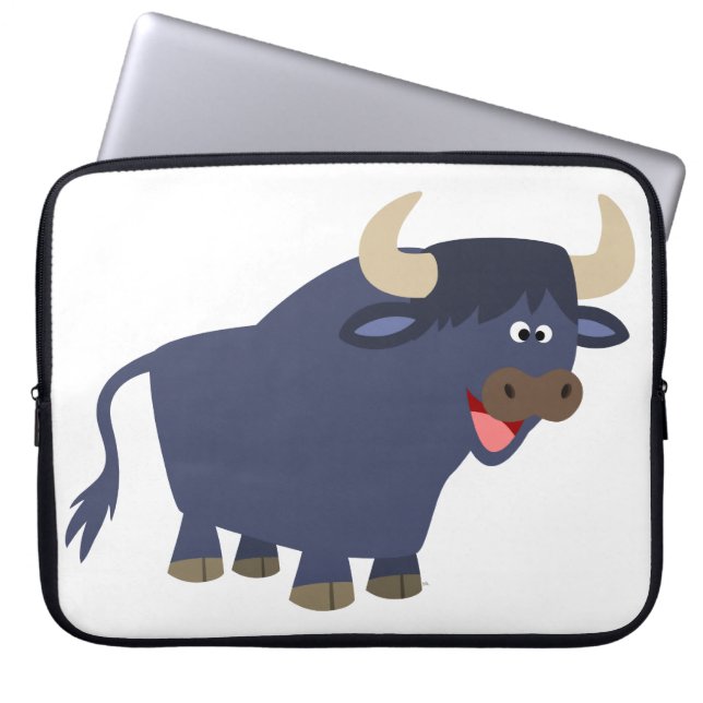Cute Friendly Tecknad Bull Laptop sleeve (Framsidan)