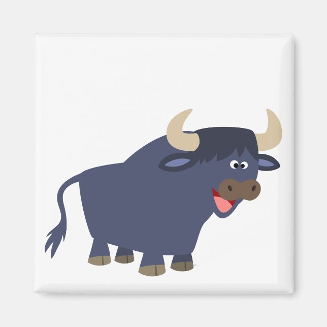 Cute Friendly Tecknad Bull Magnet (Framsidan)