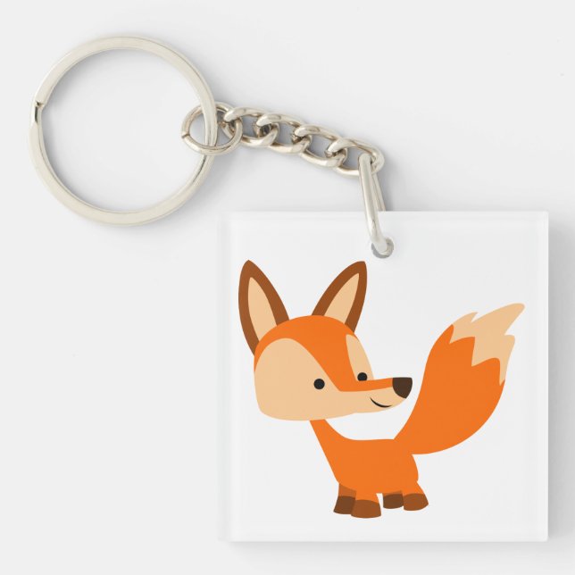 Cute Friendly Tecknad Fox Acrylic Keychain (Framsidan)