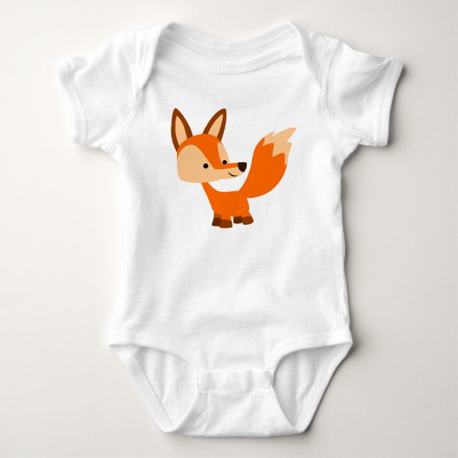 Cute Friendly Tecknad Fox Baby Bodykostym Tee Shirt (Framsida)