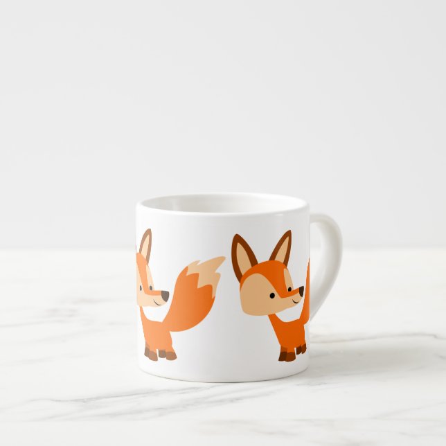 Cute Friendly Tecknad Fox Espresso Mugg Espressomugg (Framsida höger)