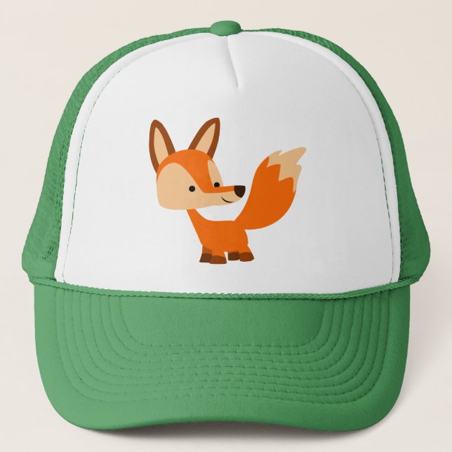 Cute Friendly Tecknad Fox Hat Truckerkeps (Framsida)