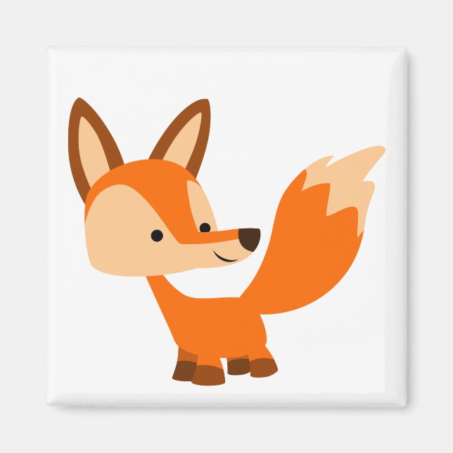 Cute Friendly Tecknad Fox Magnet (Framsidan)