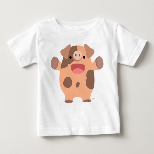 Cute Friendly Tecknad Gris Baby T-shirt (Framsida)
