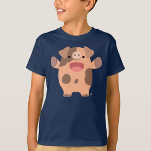 Cute Friendly Tecknad Gris Kids T-shirt