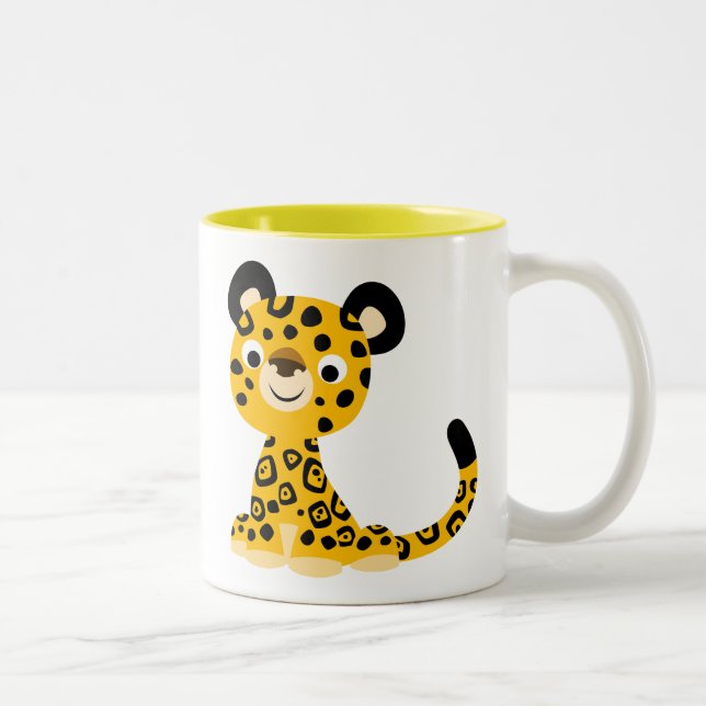 Cute Friendly Tecknad Jaguar Två-Tonad Mugg (Höger)