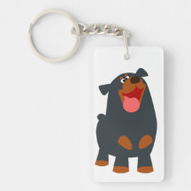 Cute Friendly Tecknad Rottweiler Acrylic Keychain