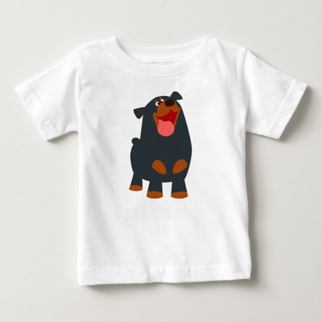 Cute Friendly Tecknad Rottweiler Baby T-Shirt (Framsida)